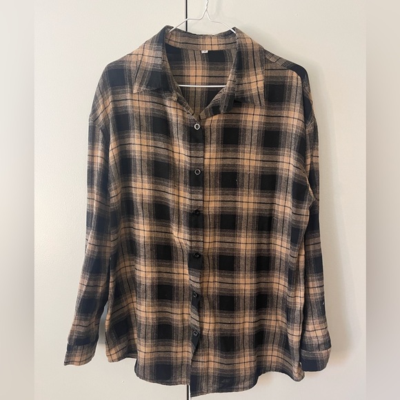 Shein Button Down Oversized Plaid Shirt - Picture 5 of 7